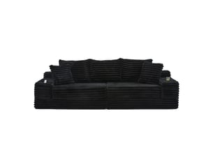 Canapé droit fixe <strong>MERAX</strong> <strong>canapé compressible</strong> 4 places Velours côtelé noir