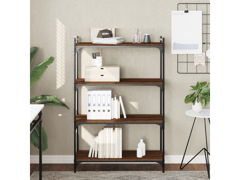  Bibliothèque 4 niveaux, armoire à livres chêne marron 80x30x120cm bois ingénierie  - Conforama B
