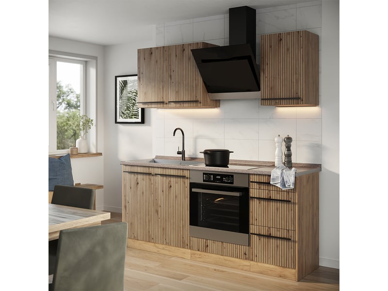 Vicco cuisine, chêne artisanchêne doré, 180cm sans pt - Conforama C
