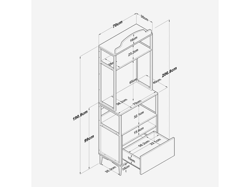  Meuble de rangement gain de place multifonction avec tiroir spazio  - Conforama E