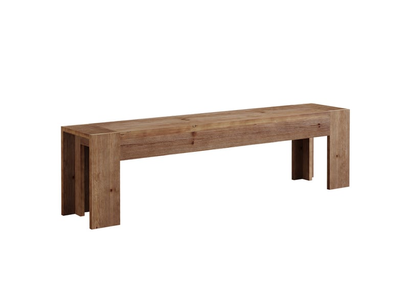  Banc d'entrée en bois massif de 180 cm, banc à chaussures extra long et étroit, banquette de fenêtre en bois pour chambre, couloir, salle à manger, vestibule, montage facile, marron  - Conforama A