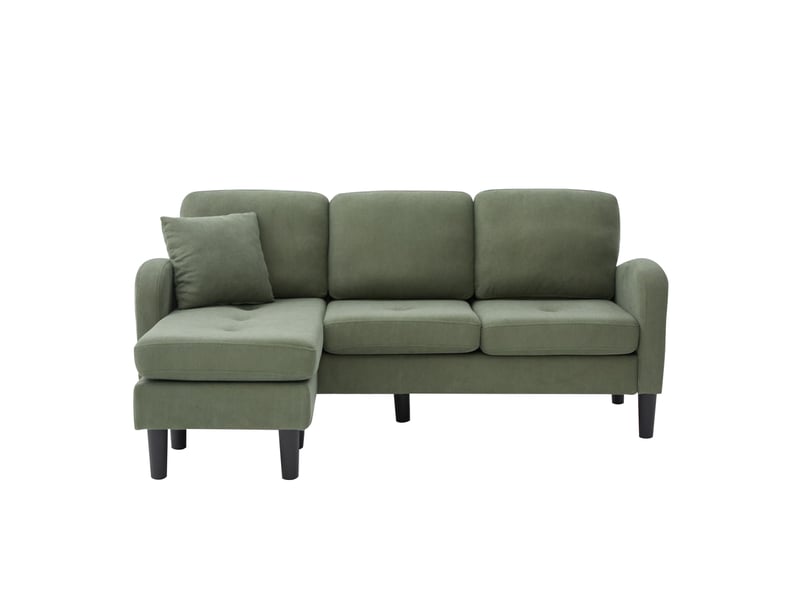  Canapé d'angle 3 places avec méridienne réversible en tissu cord vert - structure moderne  - Conforama A