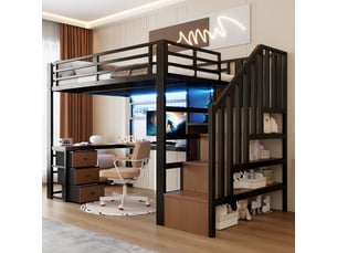 Lit mezzanine 90x200 cm <strong>HAUSS SPOLE</strong> <strong></strong> coloris noir