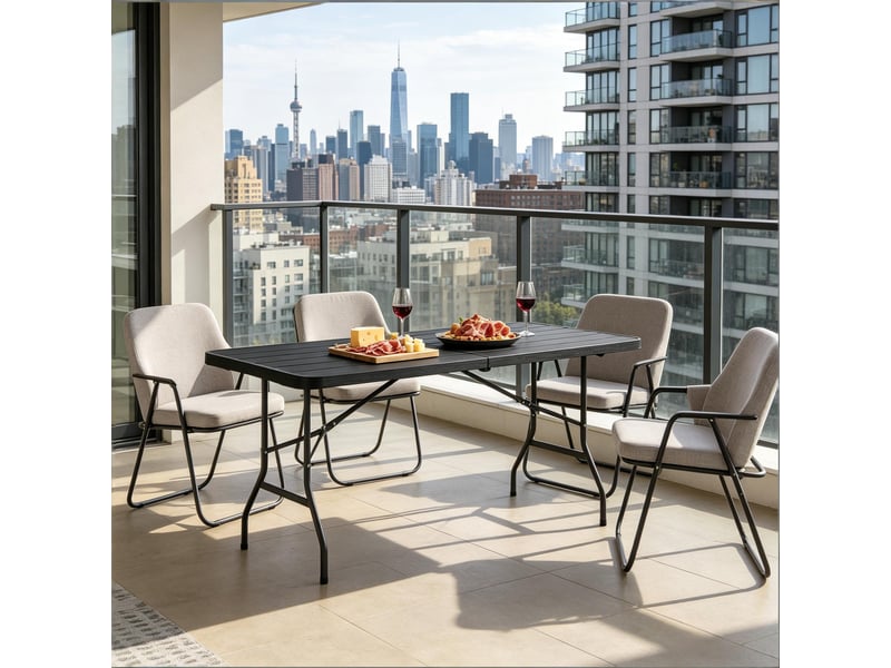 Table pliante de balcon, table buffet extérieure, table à manger design compacte - Conforama E