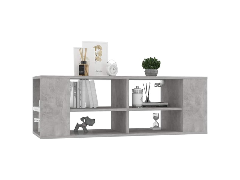  Meuble tv - banc tv - meuble de rangement mural gris béton 102x35x35 cm bois d’ingénierie  - Conforama C