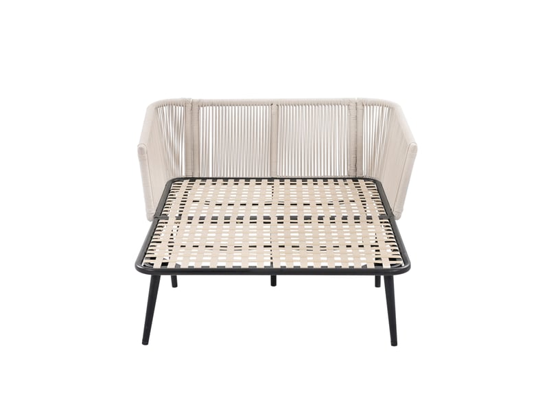  Canapé de jardin beige 130 x 65 x 67 cm avec coussins déhoussables et lavables, acier galvanisé pour extérieur  - Conforama D