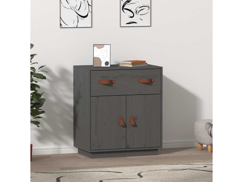  Buffet - bahut - meuble de rangement gris 65,5x40x75 cm bois massif de pin  - Conforama B
