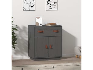 Buffet - bahut - meuble de rangement gris 65,5x40x75 cm bois massif de pin