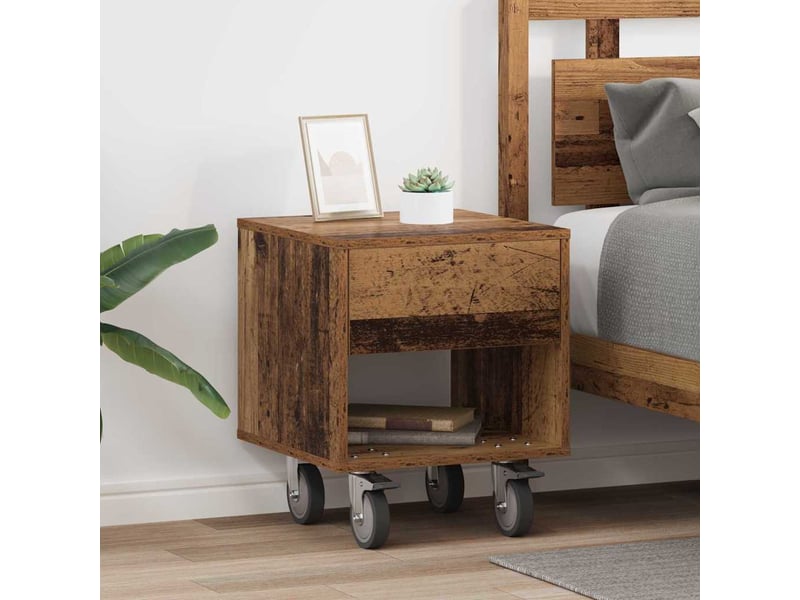 Table de chevet 2 pièces bois ancien 40,5 x 40 x 48 cm - Conforama B