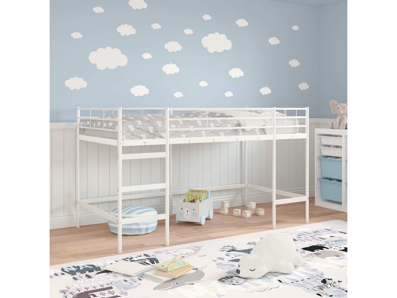  Lit mezzanine pour enfants - lit jeune uni blanc 80 x 200 cm acier  - Conforama C