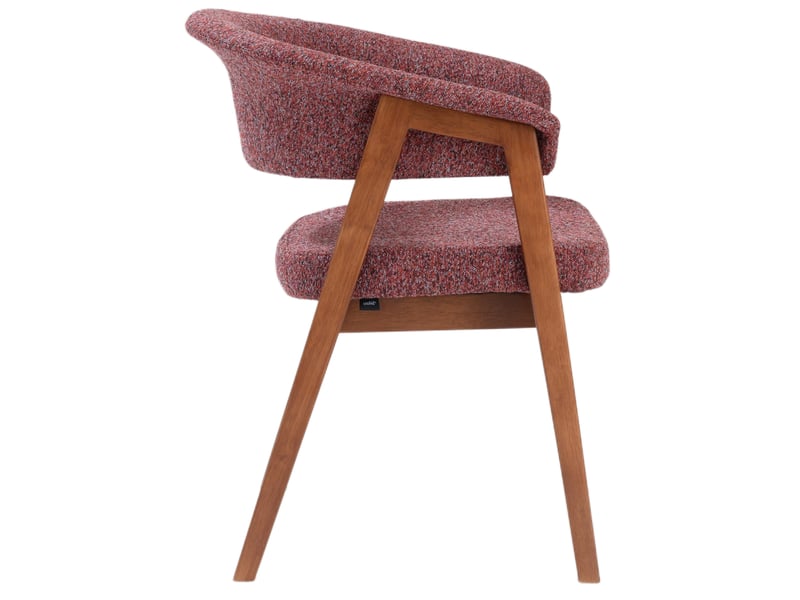 Selsey nux - chaise de salle à manger en bois avec accoudoirs - 61 cm - bouclé bordeaux avec pieds noyer Nux - Conforama D