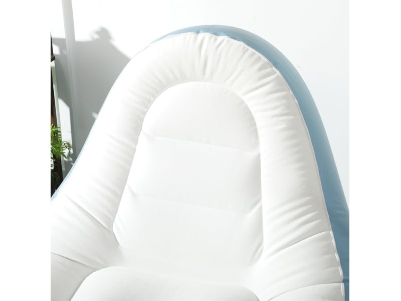  Canapé gonflable 125x100x87 cm avec repose-pieds et porte-gobelet plastique blanc  - Conforama D