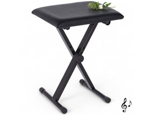 Tabouret piano pliable noir, hauteur réglable de 37 à 47 cm, siège rembourré en pu, pieds en métal antidérapants, charge 100 kg