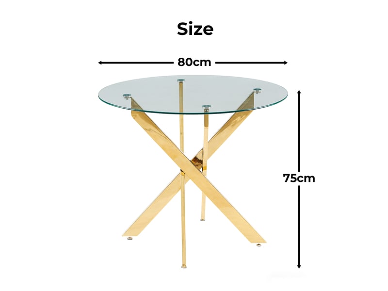  Table à manger en verre et métal dorée  - Conforama E