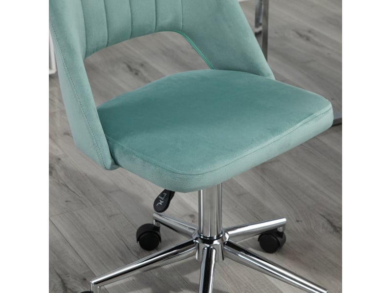  Chaise de bureau ergonomique en velours vert, sans accoudoirs, pivotante et réglable en hauteur  - Conforama E
