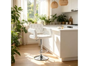 tabouret de bar assise réglable en hauteur <strong>STILVORA</strong> - blanc hauteur d'assise 63.5 cm vendu A l'unité