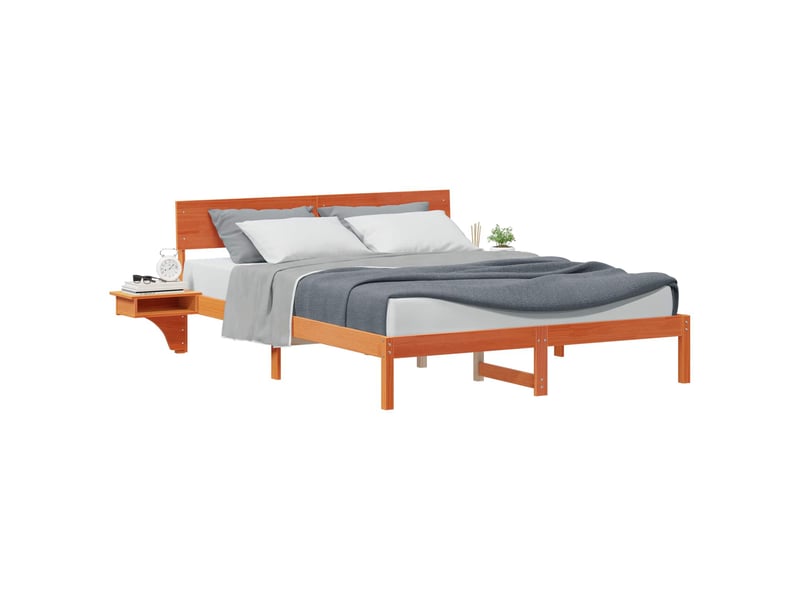  Lit double- lit adulte -  cadre de lit avec tête de lit brun  150 x 200 cm pin massif  - Conforama A
