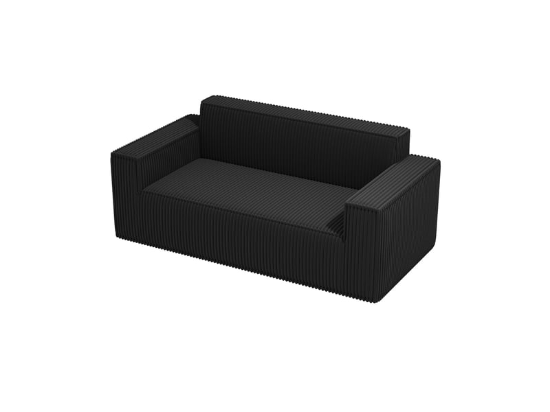 Canapé 2 places 178x86x70 cm en velours côtelé noir chicfurn - Conforama E