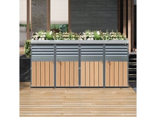 Placard à poubelles avec jardinière - quatre portes - verrouillable - ventilation optimale - acier galvanisé