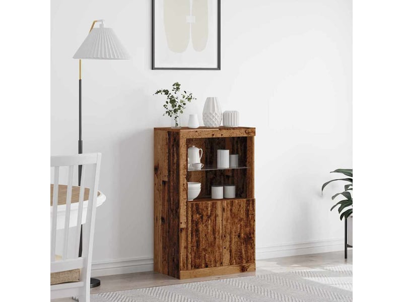  Buffet led, meuble de rangement salon 60,5 x 37 x 100 cm bois d'ingénierie bois ancien  - Conforama B