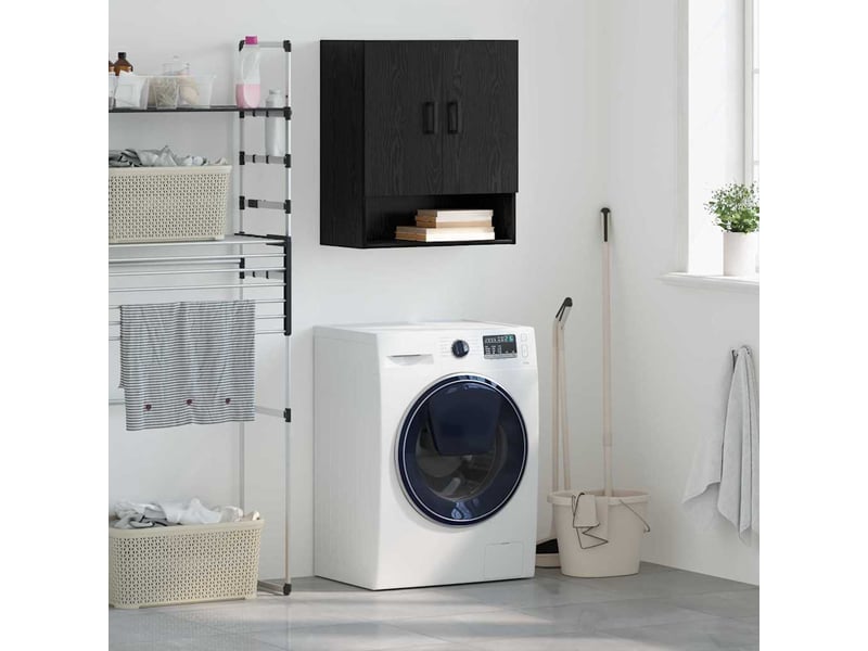 Meuble mural, rangement salon 60 x 31 x 70 cm bois d'ingénierie chêne noir shl5713 - Conforama B