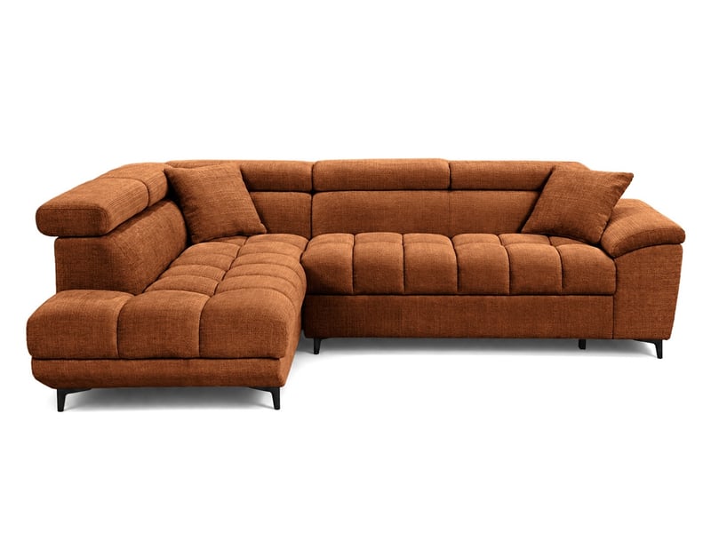  Camille - canapé d'angle gauche 5 places convertible avec têtières et coffre en velours texturé - best mobilier - terracotta CAMILLE - Conforama A
