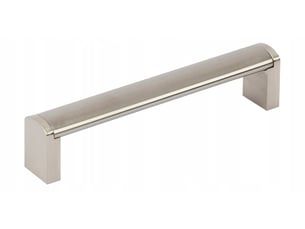 Poignée de meuble métallique en forme de barre, 416 mm, couleur acier inoxydable.