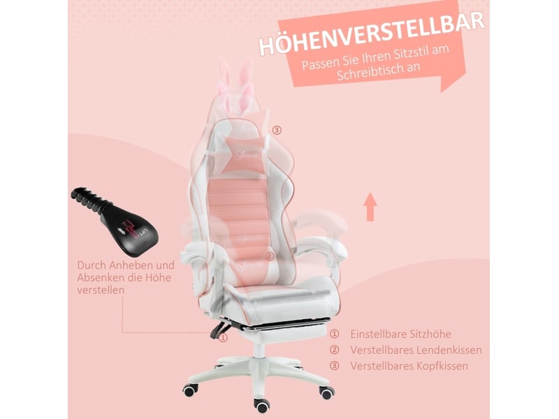  Fauteuil de jeu 65x63 cm ergonomique inclinable rose  - Conforama D
