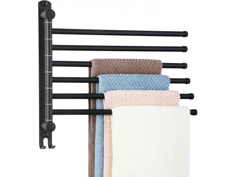  Porte-serviettes mural rotatif à 180° en acier inoxydable, double tige rotative, six tiges, noir FC-LJY-00997JY - Conforama A
