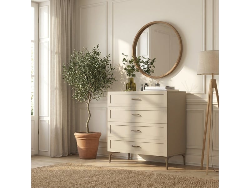  Commode 4 tiroirs en mélaminé pour chambre solaria - gris tourterelle  - Conforama B