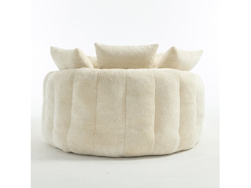  Fauteuil lounge mousse polyester beige, avec pouf, coussin inclus 190,5x138x63 cm  - Conforama E