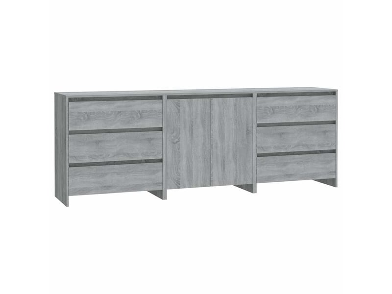  Buffets 3 pcs - bahut - meuble de rangement sonoma gris bois d'ingénierie  - Conforama A