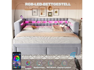 Lit banquette 90x190 cm <strong>ZOVIRA</strong>  <strong></strong> coloris gris