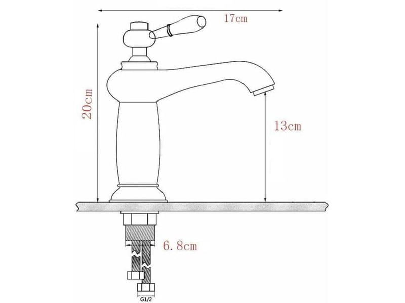  Robinet de lavabo en laiton céramique porcelaine noire et blanche col long rétro floral apporter de l'eau froide et chaude robinet d'eau  - Conforama E