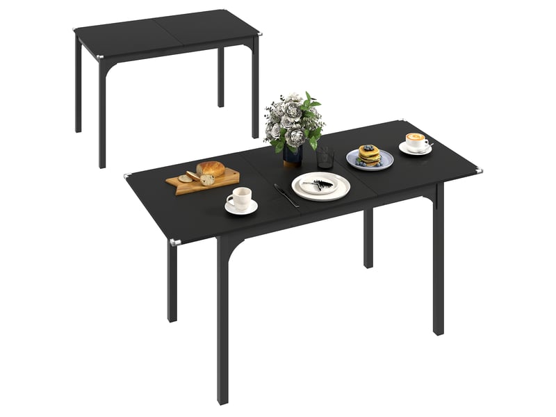 Table à manger pliante et extensible de 4 à 6 personnes, pieds en acier, pour petits espaces, salle à manger, noir - Conforama A