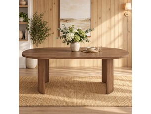 Table à manger rectangulaire couleur noyer, 200 x 90 cm, 6–8 places, coins arrondis
