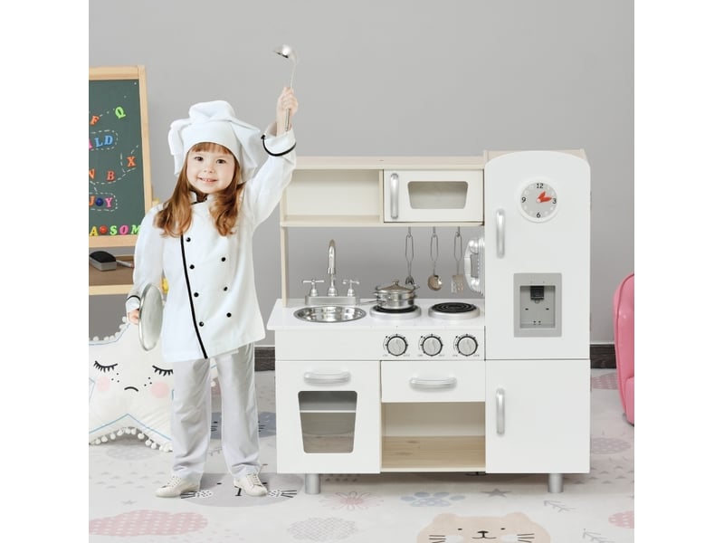  Cuisine jouet 74x30x81 cm avec accessoires mdf bois blanc  - Conforama B