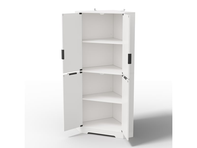  Meuble d'angle 4 portes avec étagères réglables blanc 60 x 60 x 172 cm  - Conforama B