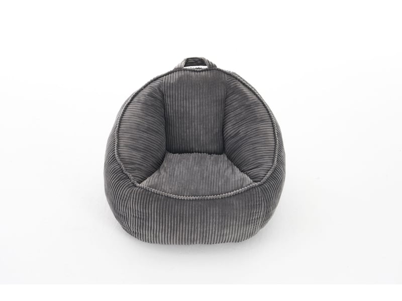  Fauteuil pouf enfant 72x69x51 cm, usage intérieur, dossier ergonomique, peluche douillette, remplissage en mousse, tissu revêtement en velours côtelé, gris clair  - Conforama A