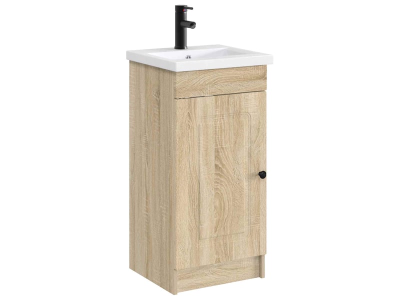  Lavabo de salle de bain avec robinet et évacuation noir mat shl8525  - Conforama C