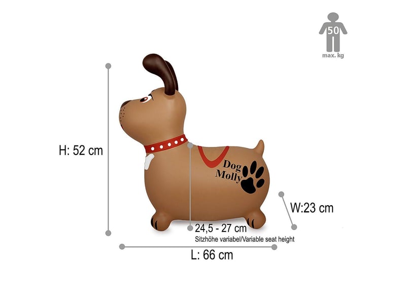 Animal rebondissante dog molly hoppydoo avec pompe 466005 - Conforama B