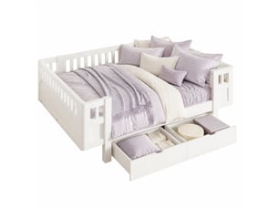 Lit avec rangement 140x200 cm <strong></strong>  <strong></strong> coloris blanc