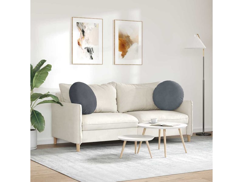  Lot de 2 coussins de siège, coussins décoratifs velours gris foncé ø50 x 19 cm cf59897  - Conforama D