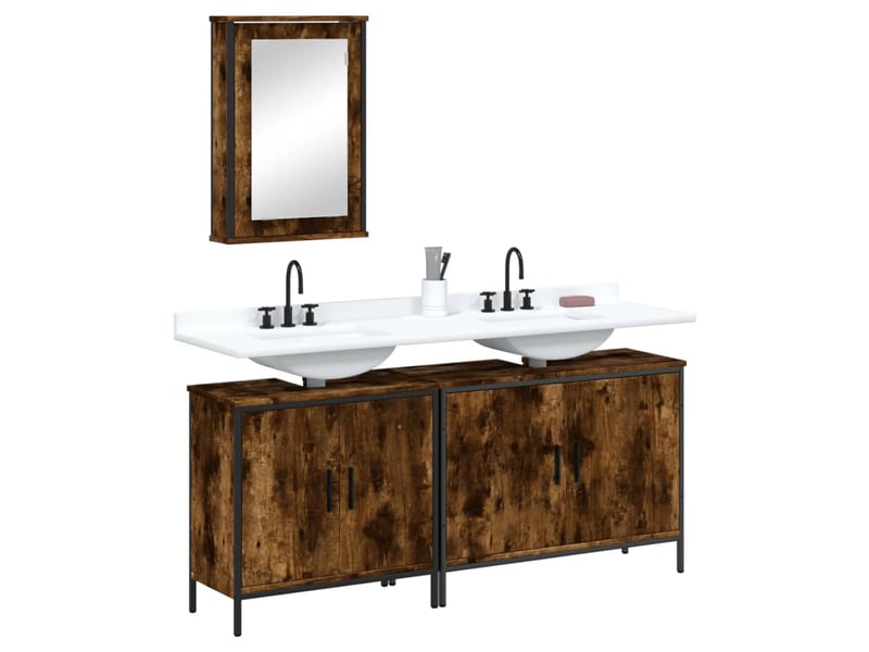  Ensemble de meubles de salle de bain 3 pcs chêne fumé cf63693  - Conforama B