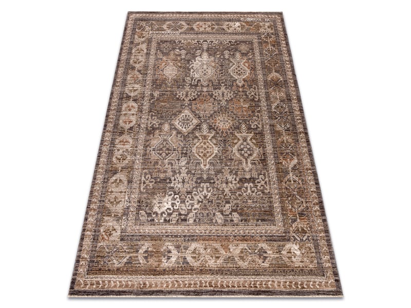  Tapis laris 734 brun clair   beige – motif cadre, ornemental, classique, franges 300x400 cm  - Conforama A