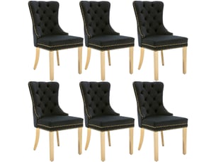 Lot de 6 chaises de salle à manger,50,5x45x95 cm,velours et métal doré,noir