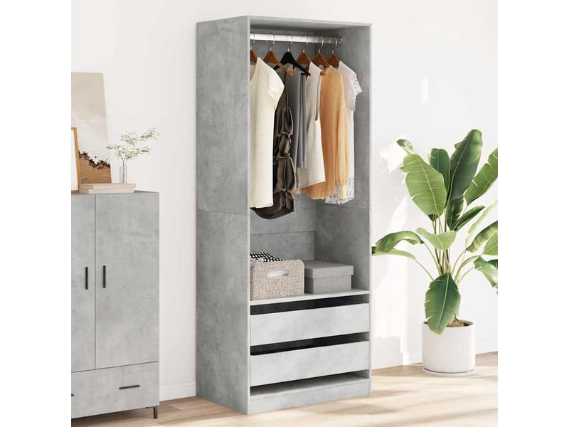  Garde-robe, armoire de rangement gris béton 80x50x200 cm bois d'ingénierie shl53222  - Conforama C