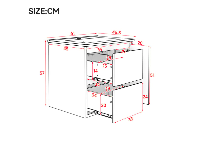  Meuble sous-vasque suspendu avec vasque céramique et led blanc 61 x 46.5 x 57 cm  - Conforama C