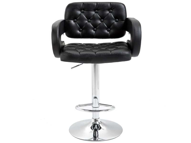  Tabouret de bar pivotant chaise de bar réglable en hauteur avec dossier repose-pieds et accoudoirs 61x50x93-113cm noir  - Conforama B