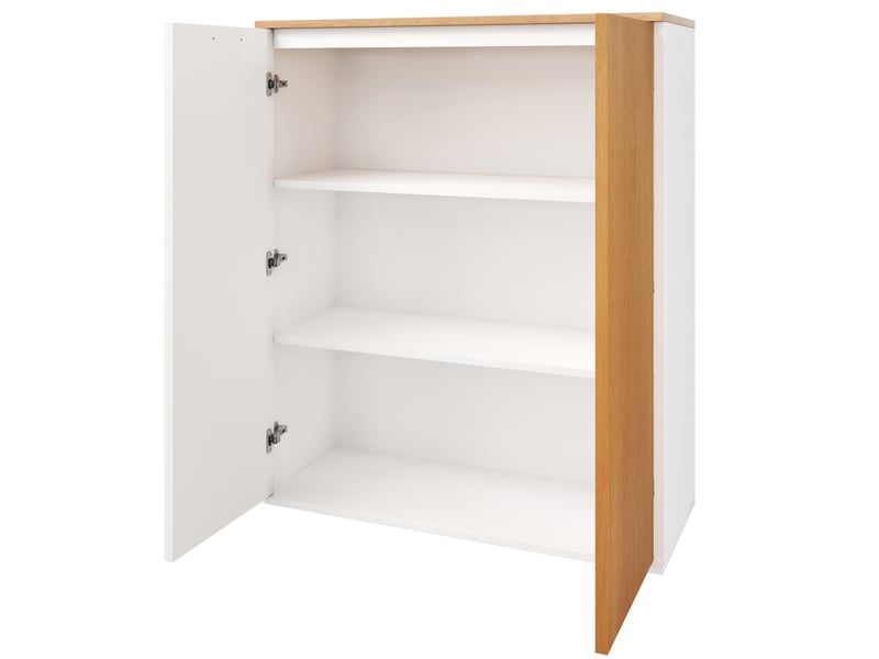  Armoire de rangement 80 x 40 x 110 cm – blanc et chêne clair – portes à fermeture douce, style scandinave  - Conforama E